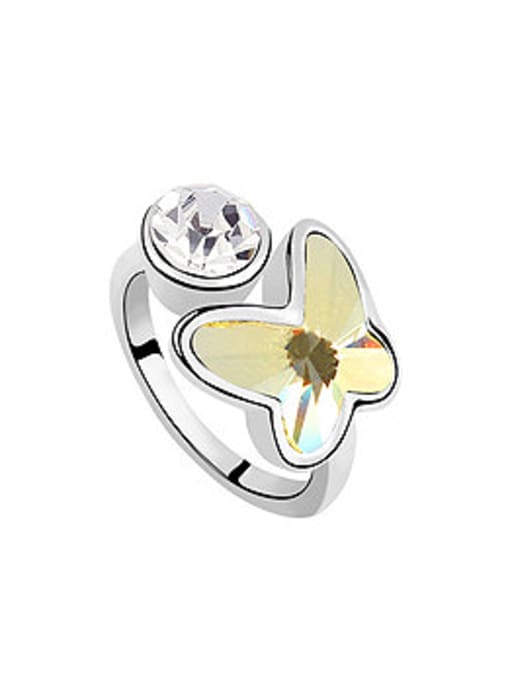 QIANZI Personalized Butterfly Cubic austrian Crystals Alloy Ring 0