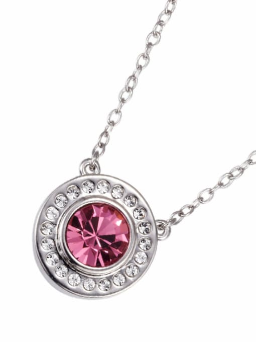 pink Round Shaped Crystal Necklace