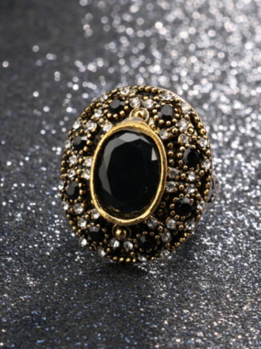 Gujin Retro style Oval Resin Crystals Ring 2