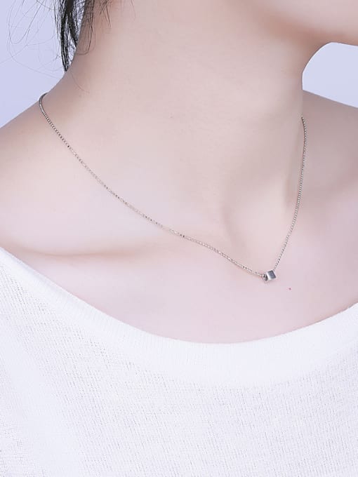 One Silver Square Shaped Necklace 1