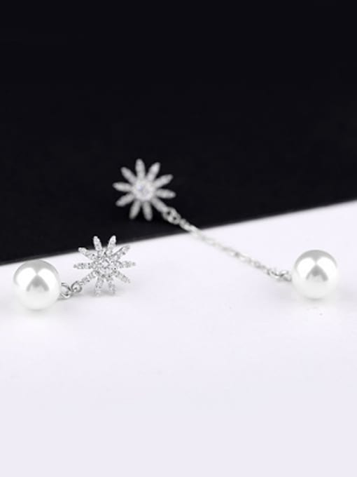 Peng Yuan Freshwater Pearl Zircon Asymmetrical Earrings 3