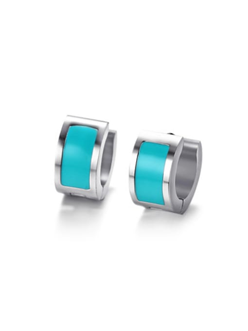 CONG Fashionable Blue Geometric Shaped Glue Clip Earrings 0