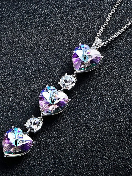 CEIDAI Heart-shaped Purple Crystal Necklace 3