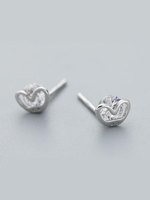 One Silver Women 925 Silver Heart Earrings 0