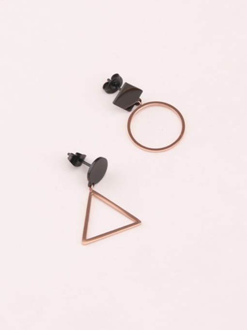 GROSE Rose Gold Plated Triangle Circular Asymmetric Earrings 0