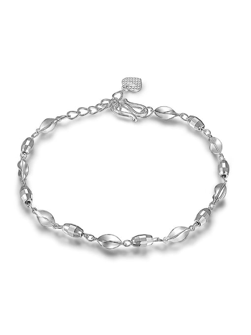 JIUQIAN Fashion 990 Silver Irregular Beads Polishing Bracelet 0