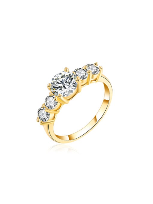 Ronaldo Elegant Gold Plated Geometric Shaped Zircon Ring 0