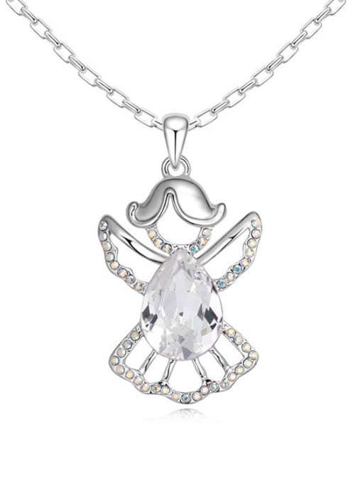 White Fashion Water Drop austrian Crystal Angel Pendant Alloy Necklace