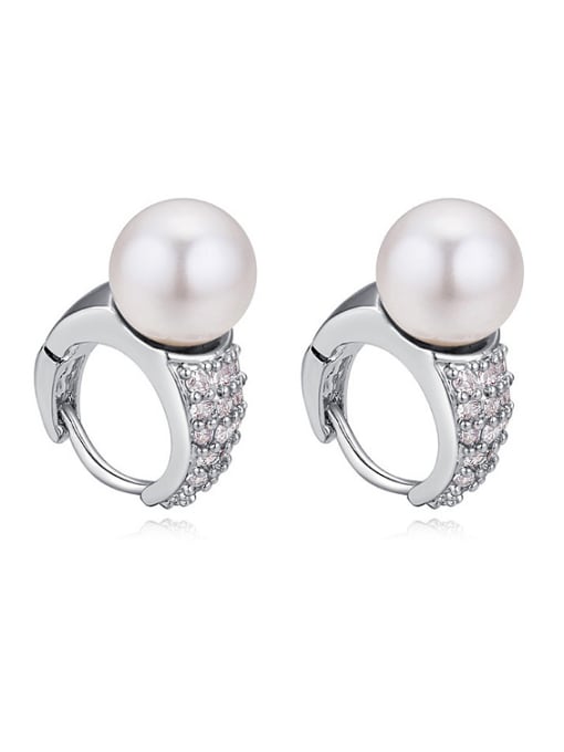 White Simple Imitation Pearl AAA Zirconais Alloy Earrings