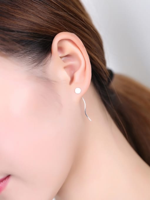 Peng Yuan Simple Geometrical Silver Women threader earring 1