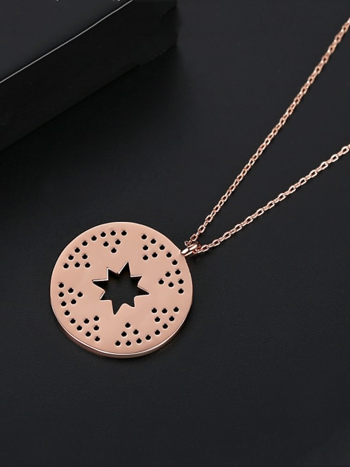 BLING SU Copper With Rose Gold Plated Simplistic Hollow Star Necklaces 3
