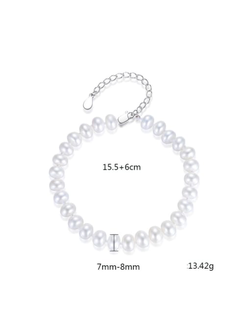 White Pure silver 7-8mm natural freshwater pearl bracelet