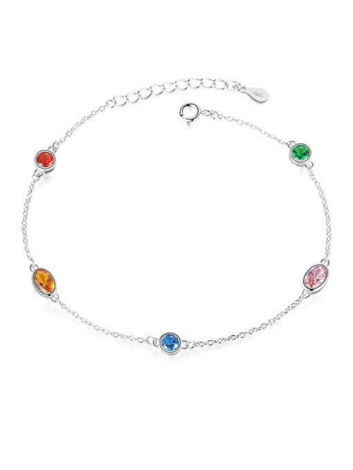 CCUI 925 Sterling Silver With Crystal Simplistic Round Bracelets 0