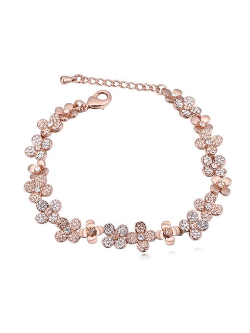 QIANZI Fashion austrian Crystals-covered Flowers Alloy Bracelet 2