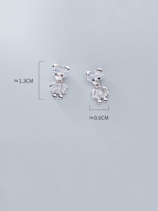Rosh 925 Sterling Silver With Platinum Plated Cute Bear Stud Earrings 3