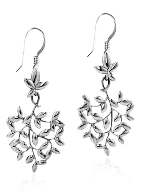 Silver Earrings Silver Plated Leaves-shape Fashion Drop Earrings