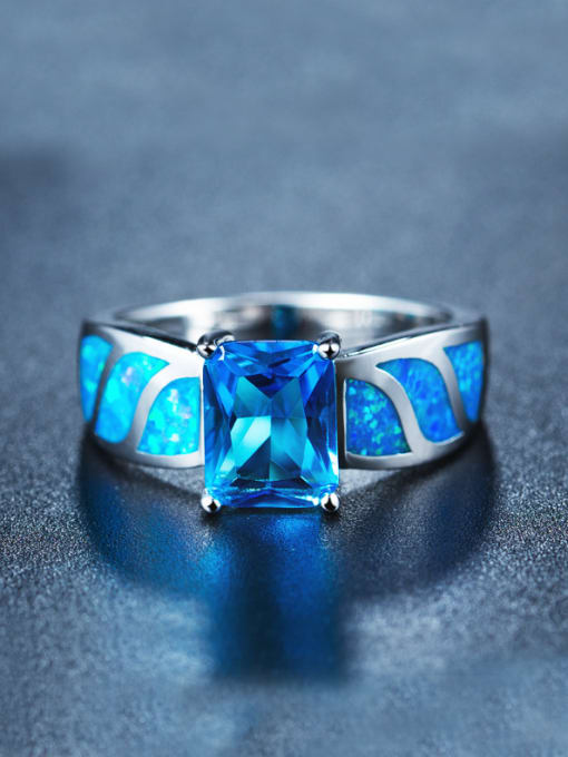 Blue Women Opal Stone Multistone ring