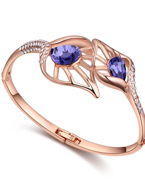 purple Fashion Rose Gold Plated austrian Crystals Hollow Alloy Bangle