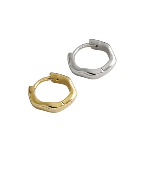 DAKA 925 Sterling Silver With Gold Plated Simplistic Geometric Clip On Earrings 0