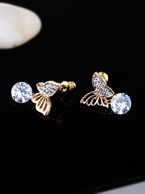 BSL Zinc Alloy With Gold Plated Fashion Butterfly Stud Earrings 2
