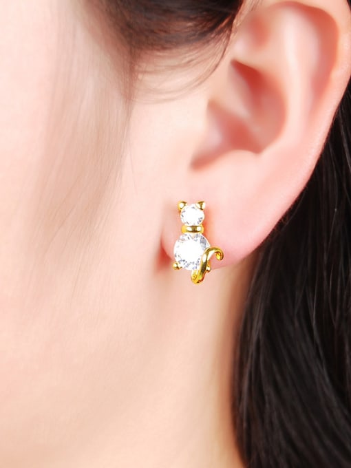 Yi Heng Da Creative 24K Gold Plated Animal Rhinestone Stud Earrings 1