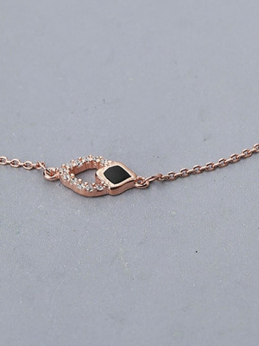 One Silver Women Rose Gold Plated Zircon Bracelet 2