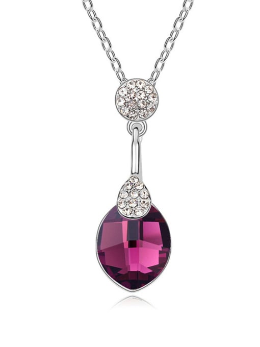 Purple Simple Oval austrian Crystals Alloy Necklace