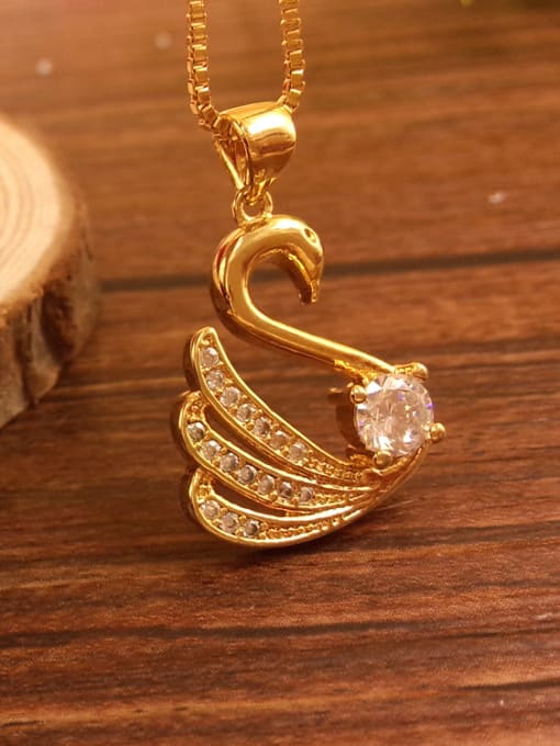 golden Women Elegant Swan Shaped Zircon Necklace
