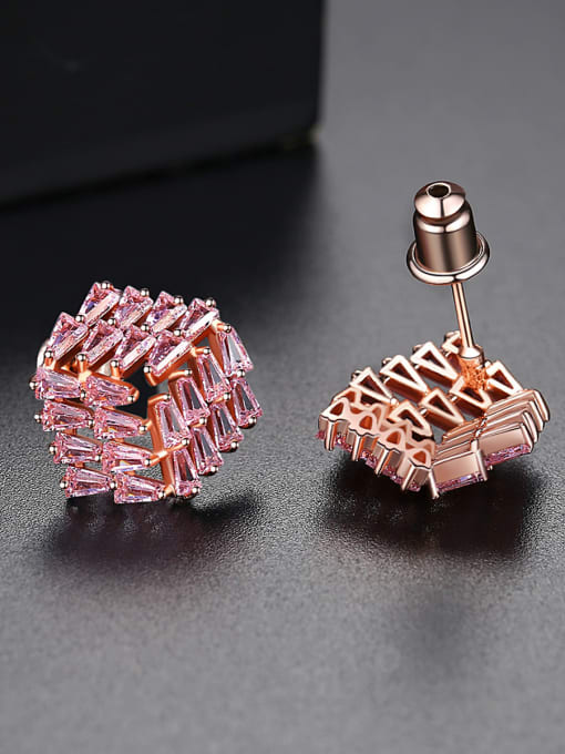 BLING SU copper With Cubic Zirconia Personality Geometric Stud Earrings 3