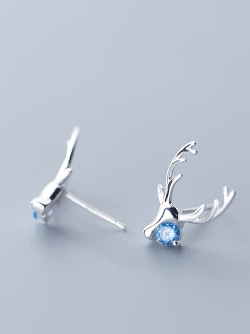Rosh 925 Sterling Silver With Silver Plated Cute Antler Stud Earrings 1