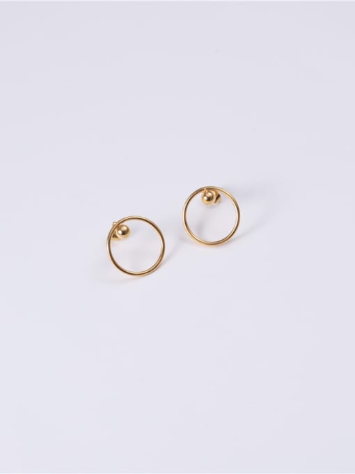GROSE Titanium With 14k Gold Plated Simplistic Round Stud Earrings 4