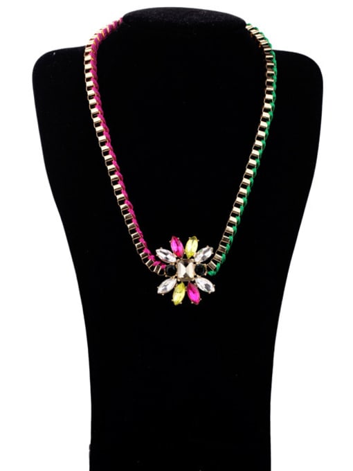 KM Colorful Knitting Flower Alloy Necklace 2