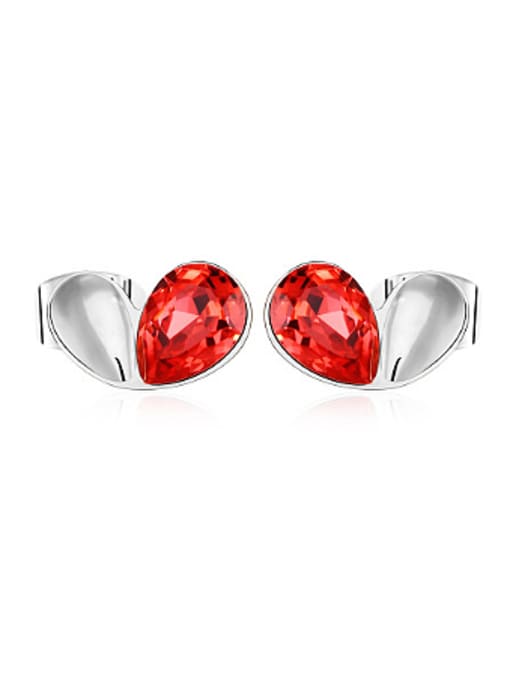 red Tiny Heart-shaped Austria Crystal Stud Earrings