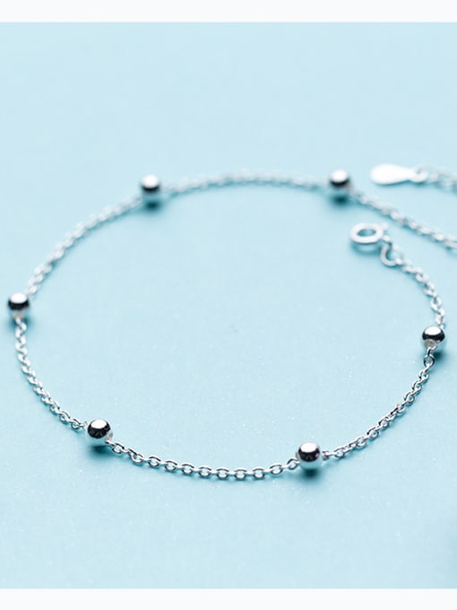 Rosh 925 Sterling Silver With Platinum Plated Simplistic Ball Anklets 1