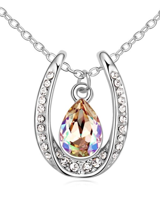multi-color Fashion Water Drop austrian Crystals Pendant Alloy Necklace