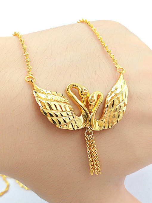 Neayou Women Fresh 18K Gold Plated Double Swan Necklace 3