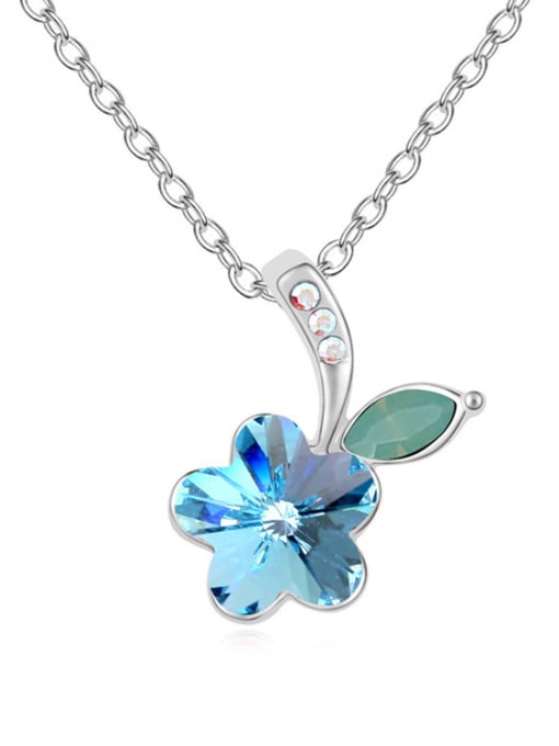 blue Fashion Flowery austrian Crystals Pendant Alloy Necklace
