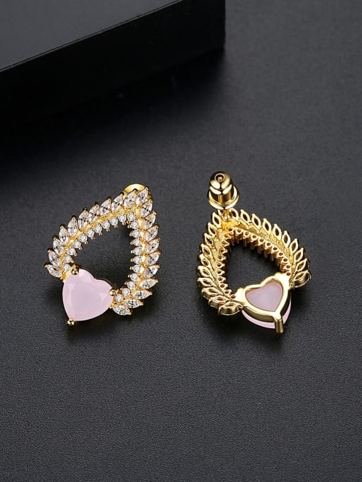BLING SU Copper With 18k Gold Plated Trendy Heart Cluster Earrings 3