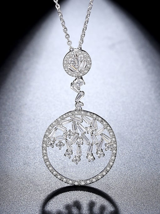 White Zirconium Copper inlaid AAA zircon bling bling necklace