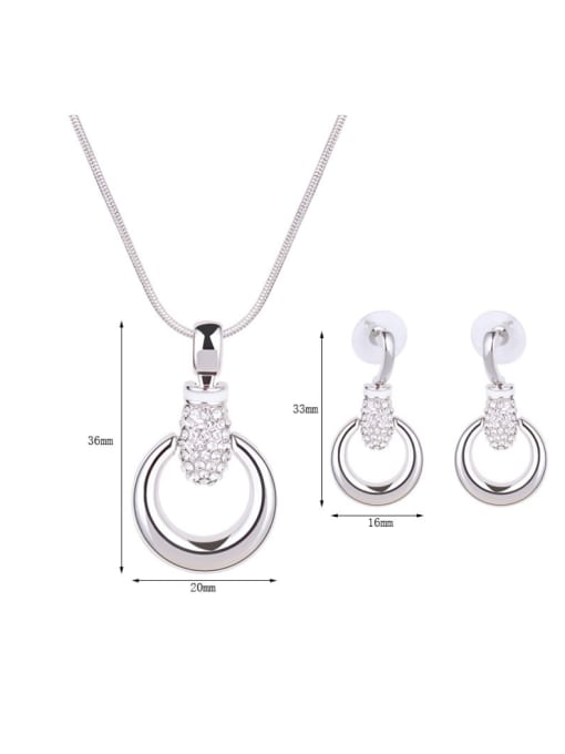 BESTIE Alloy White Gold Plated Simple style Rhinestones Round-shaped Two Pieces Jewelry Set 2