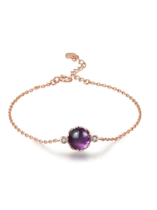 rose gold plated Simple Round Amethyst Rose Gold Plated Women Bracelet