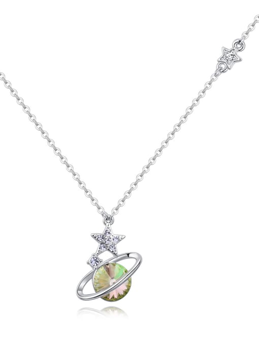 green Simple Little Star Round austrian Crystal Alloy Necklace