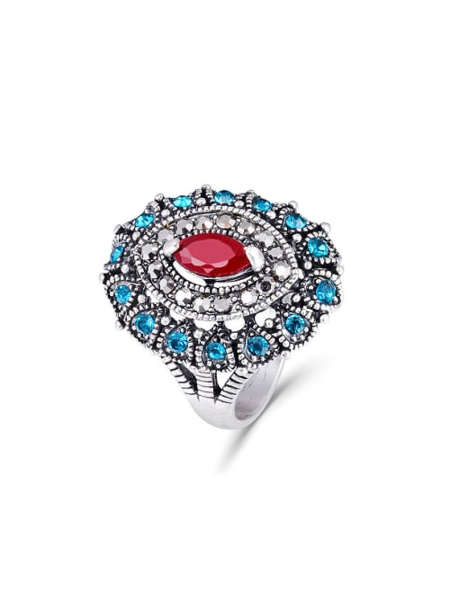 Gujin Exaggerated Retro style Crystal Rhinestones Alloy Ring 2