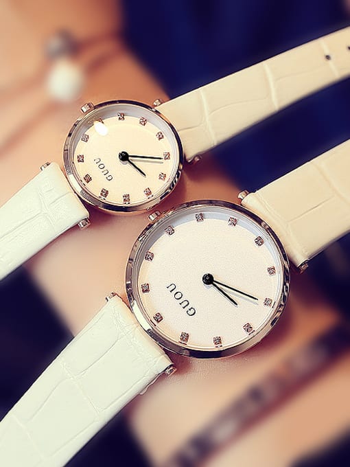 white GUOU Brand Simple Mechanical Lovers Watch
