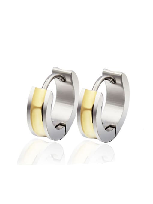 CONG Fashionable Gold Plated Geometric Titanium Clip Earrings 0