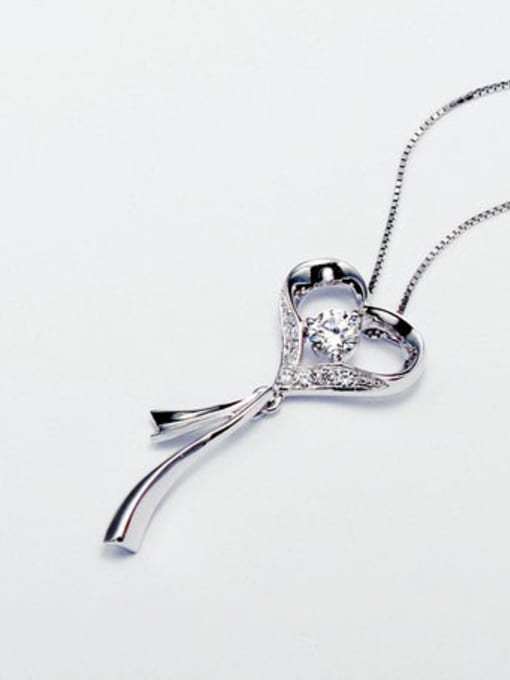 platinum Fashion Heart Key Cubic Zirconias Copper Pendant