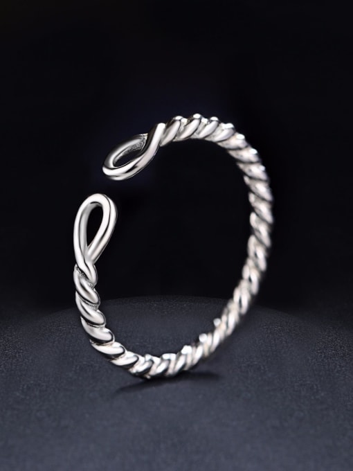 ZK Simple Twisted Opening 925 Sterling Silver Ring 0