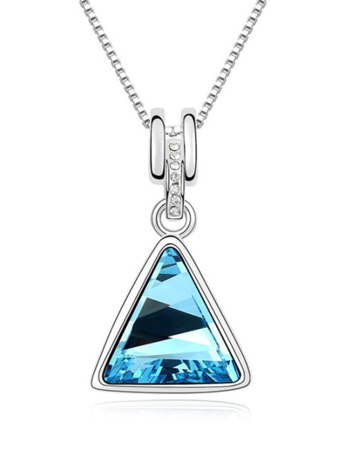 blue Simple Shiny Triangle austrian Crystal Pendant Alloy Necklace