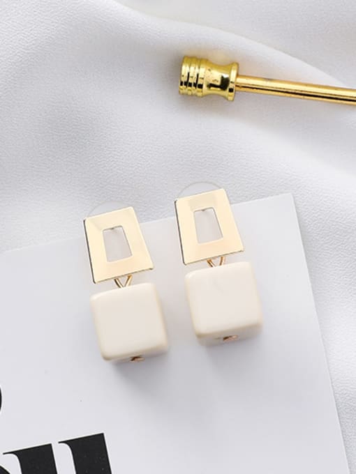 A meter white Alloy With Gold Plated Trendy Geometric Acrylic Stud Earrings