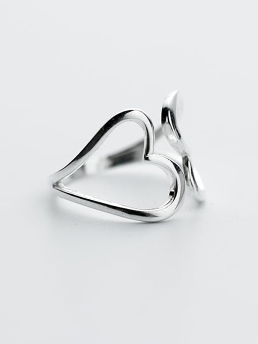 Rosh All-match Hollow Heart Shaped S925 Silver Ring 0